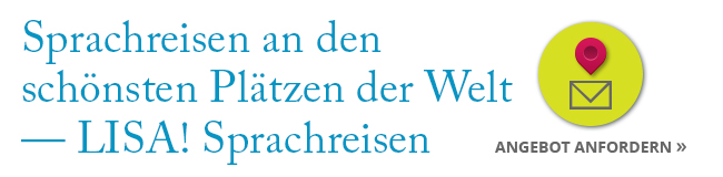 Sprachreisen an den schönsten Plätzen der Welt - gelber Punkt mit Briefumschlag Angebot anfordern